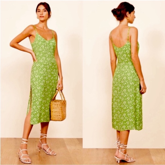 Reformation Green Floral Women's Dress size 2 - Picture 2 of 3